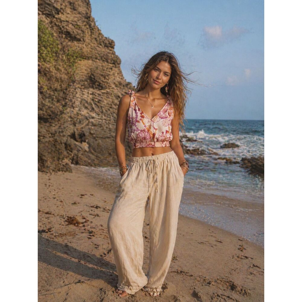 Free People NWT Weekend in Montauk Crop Top L Floral Soft Feminine Boho Beachy
